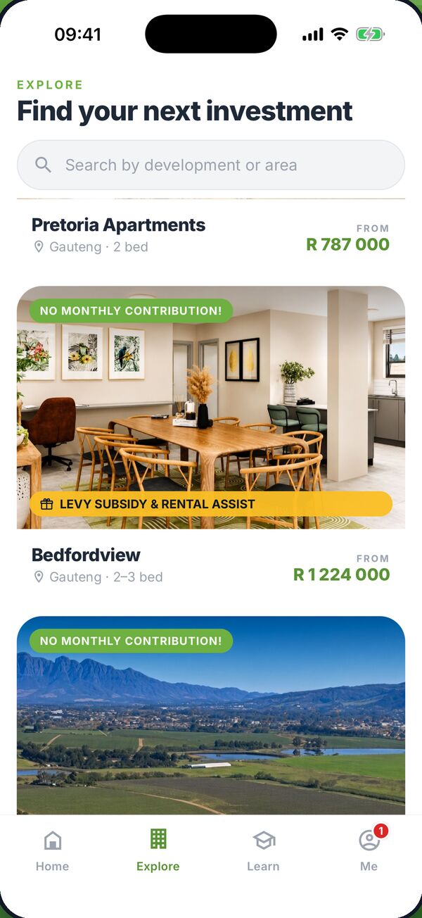 PropInvest app: Explore developments
