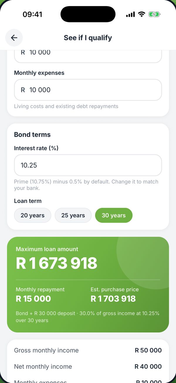PropInvest app affordability check