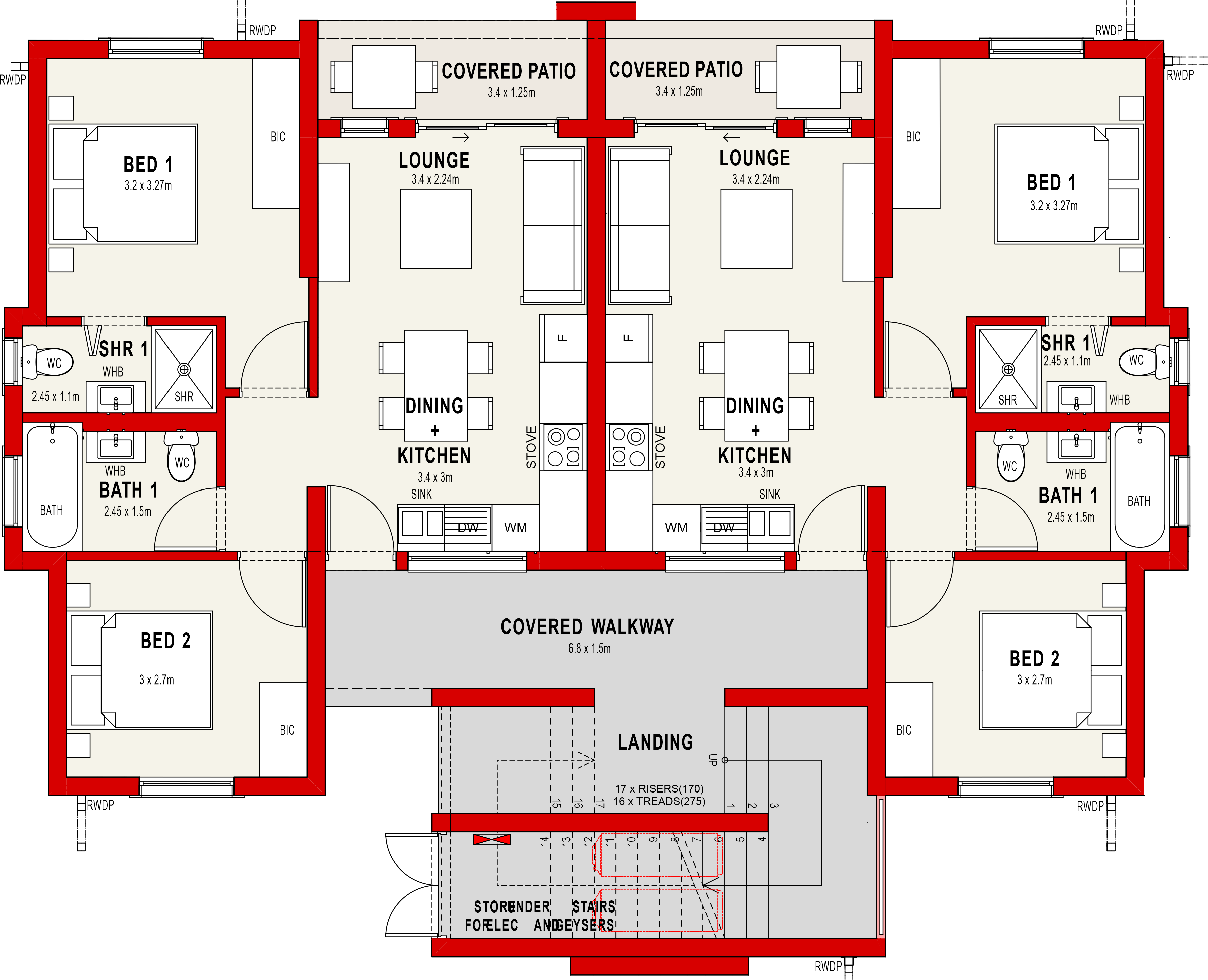 2 BED 2 BATH 60sqm - General FLOOR PLAN