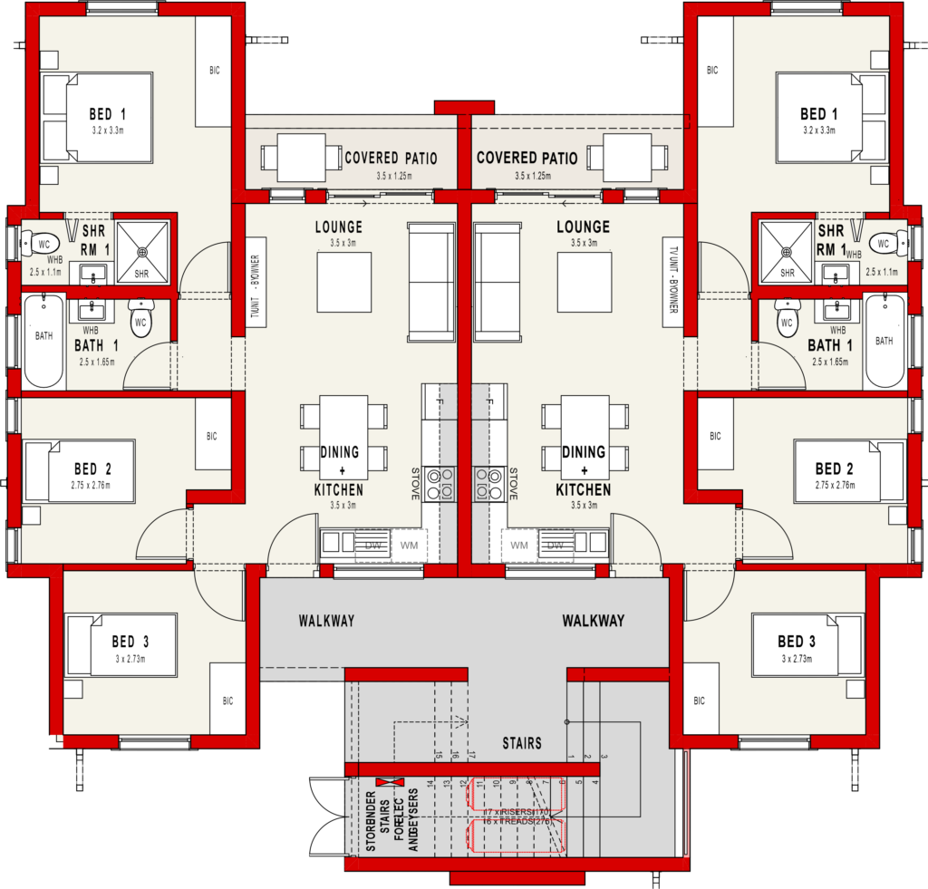 3 BED 2 BATH 75sqm- General FLOOR PLAN