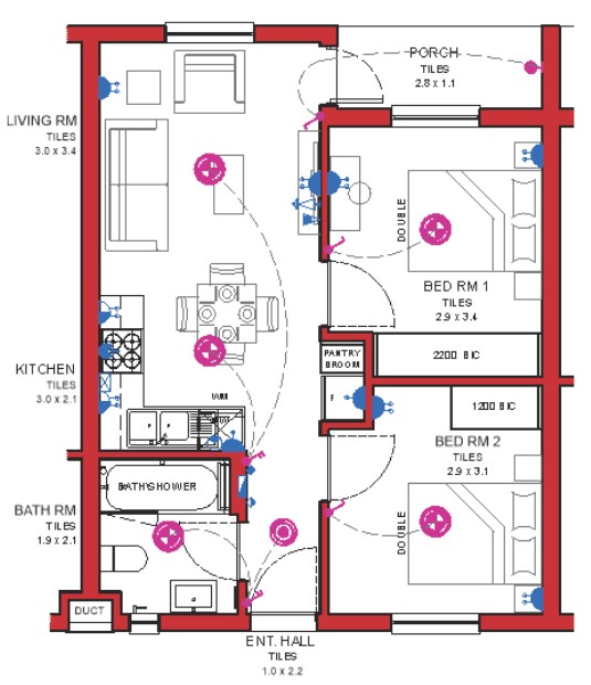 3 BED 2 BATH 75sqm- General FLOOR PLAN