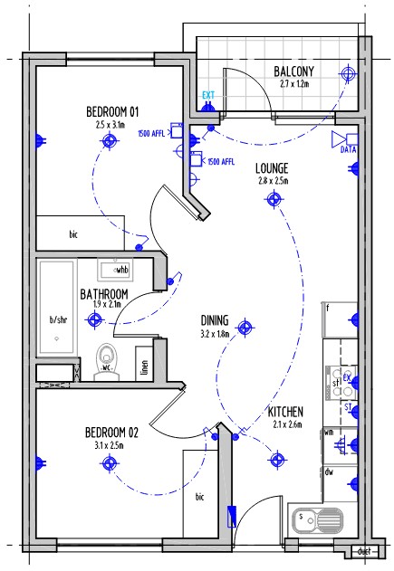 3 BED 2 BATH 75sqm- General FLOOR PLAN